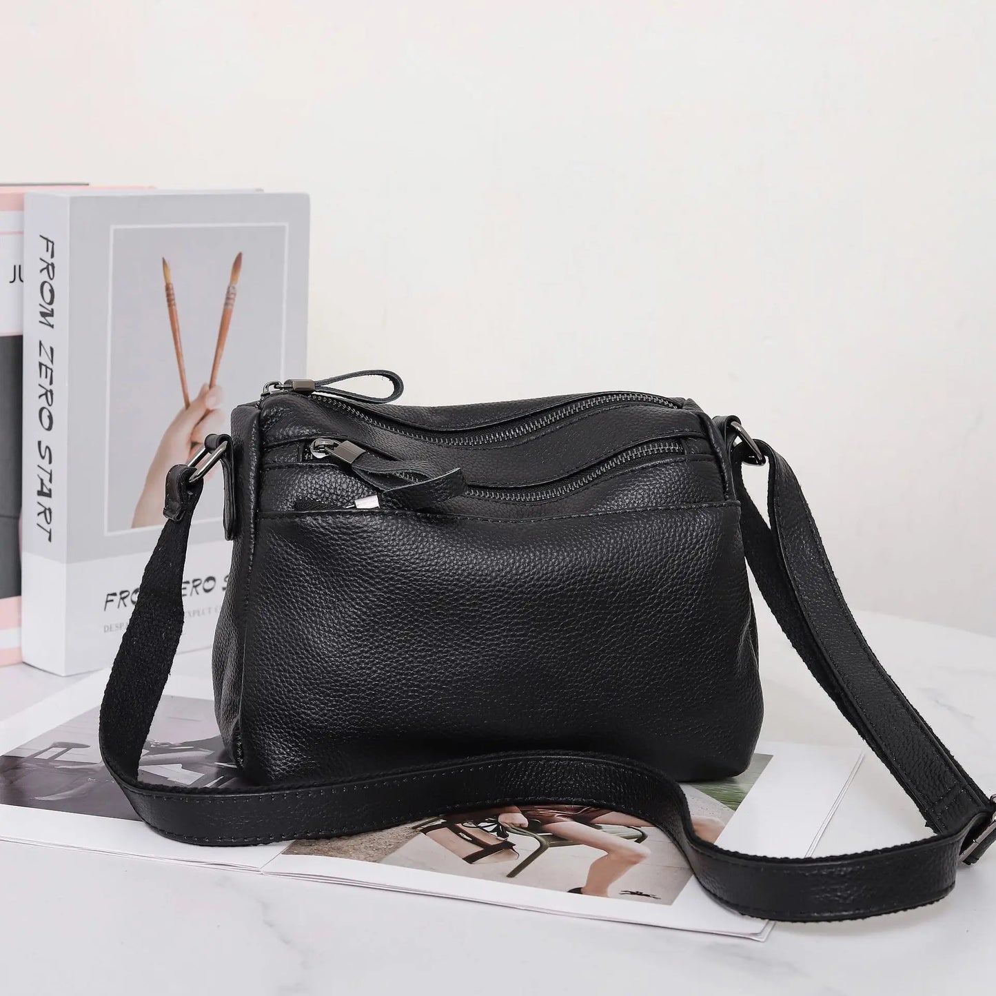 Women's Genuine Leather Crossbody Bag, Organizer Tote,