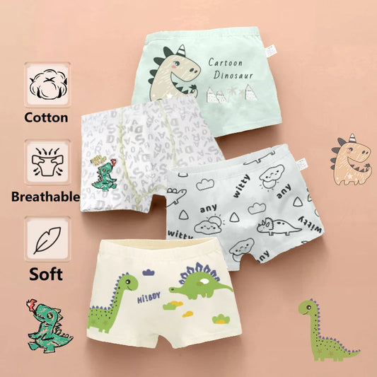 4pcs Boy/Teen Boys Boxer Briefs Cartoon Underwear