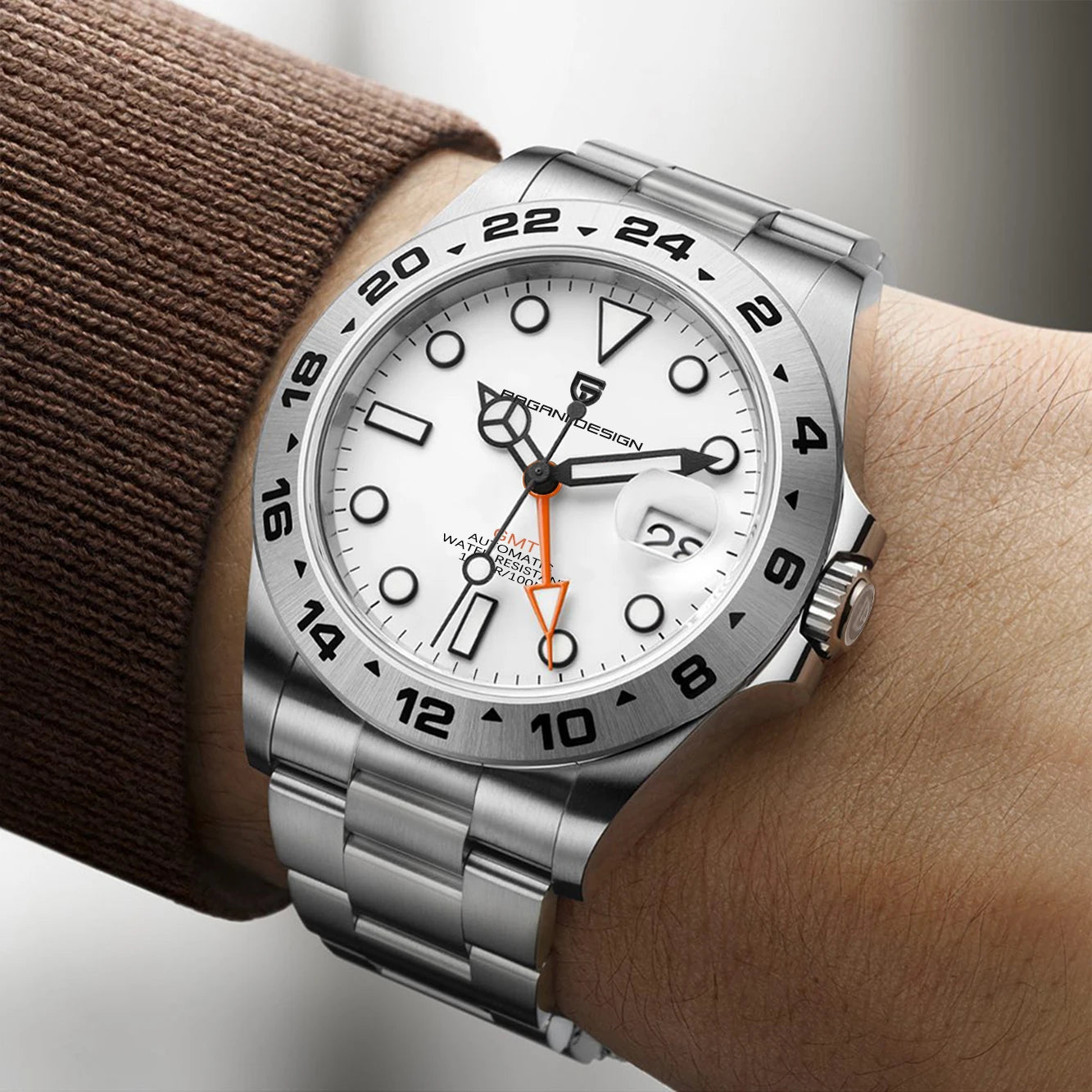 PAGANI DESIGN Men's GMT Stainless Steel Sport
