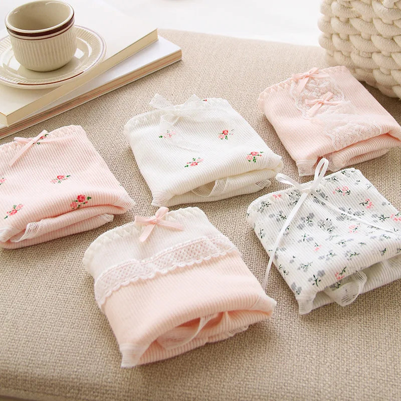 6 Pcs Young Girl Middle Waist Briefs Underwear Teenage