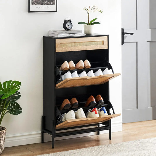 Freestanding Shoe Rack Storage Cabinet With Metal Legs