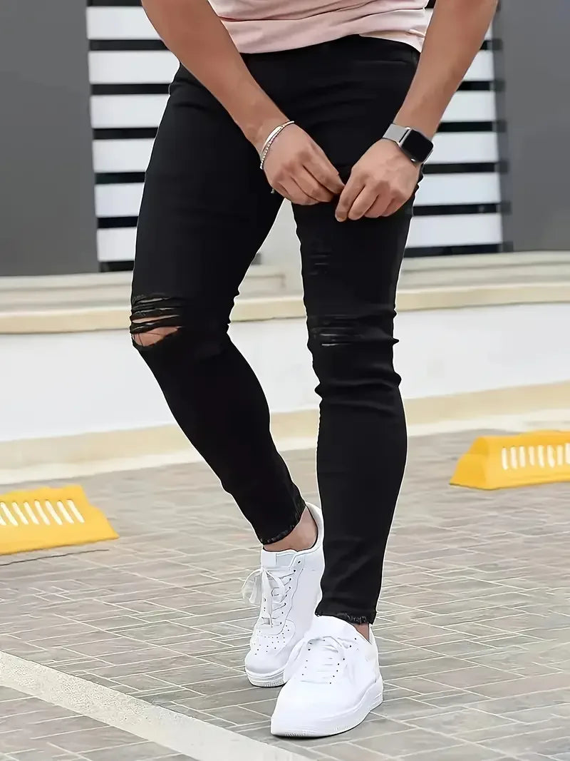 Men's Slim-Fit Ripped Jeans Comfortable & Versatile