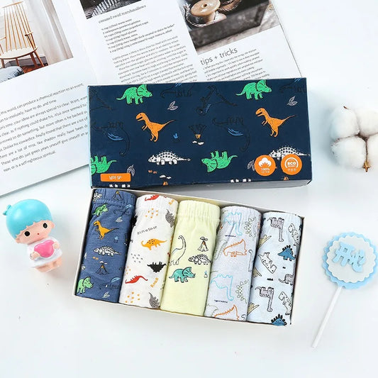 5-Pack Boys Cotton Underwear Toddler Dinosaur Briefs
