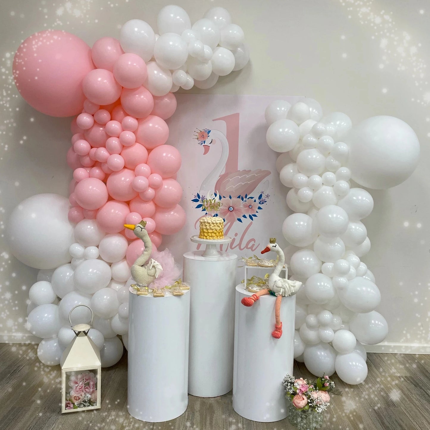 3/5pcs White Cylinder Pedestal Pillars Backdrop