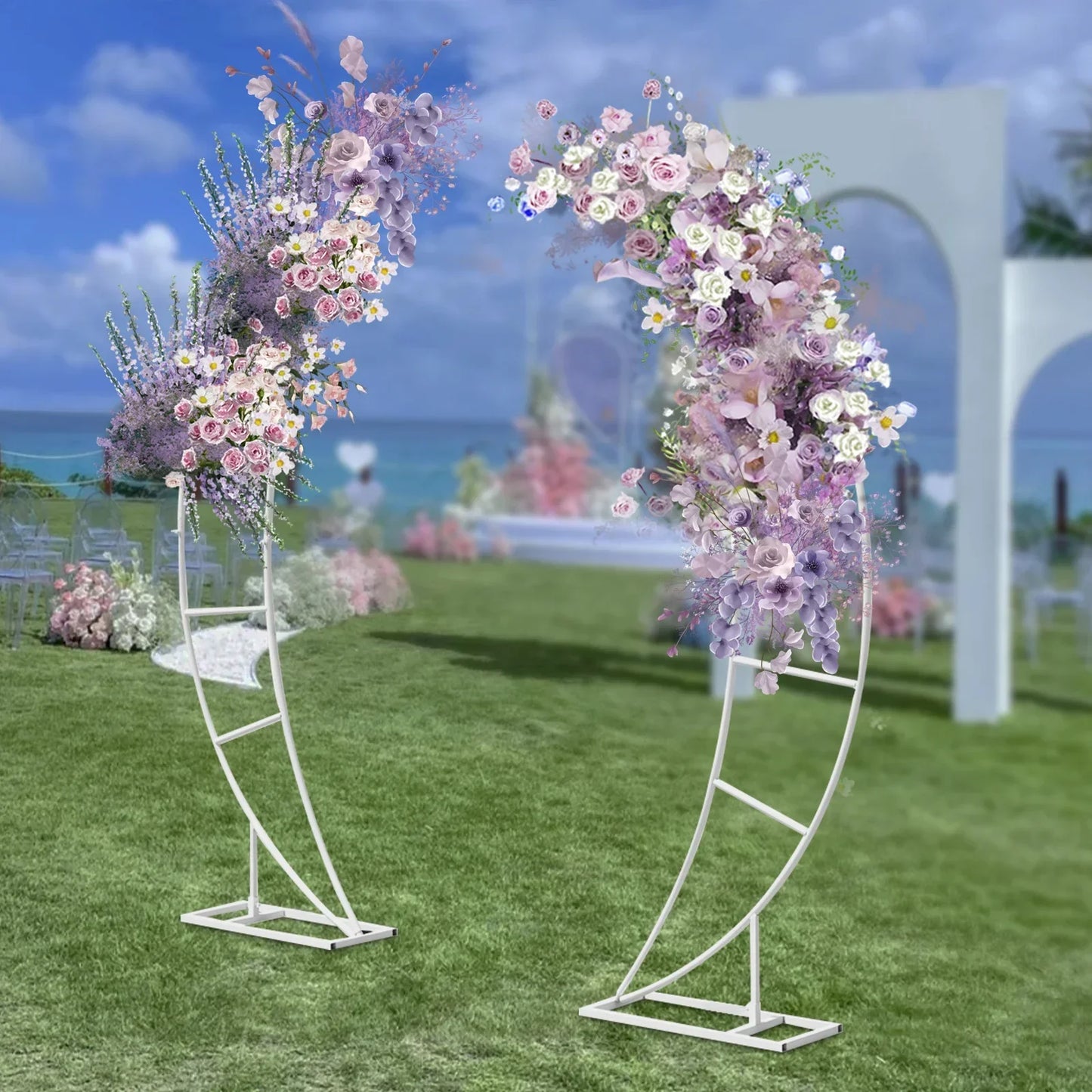 2PCS Crescent Moon Wedding Arch Frame White