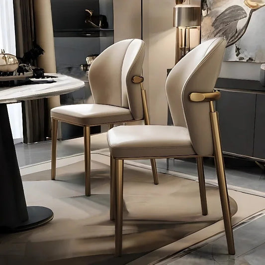 Luxury Leather Dining Chair Backrest Armchair