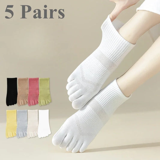 5 Pairs  Women Sports Toe Socks