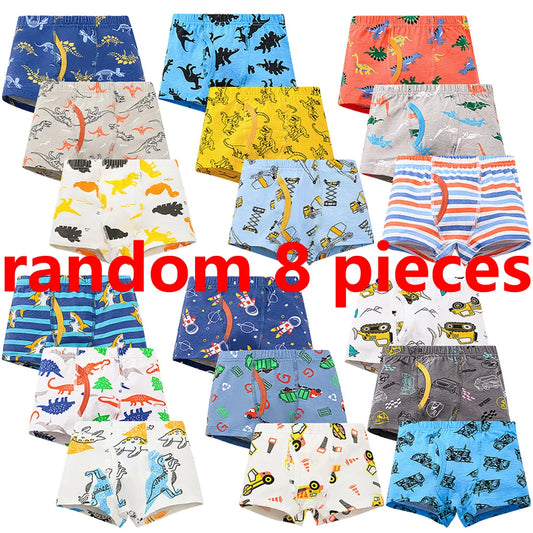 8 pcs Boys Boxer Briefs Sets 2025 New Kids Cartoon Underwear