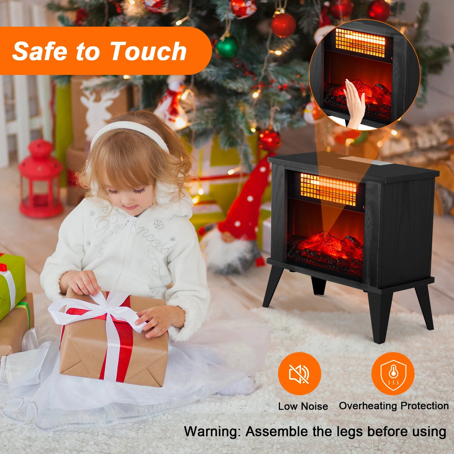 Electric Fireplace Heater, Freestanding Wooden Fireplace