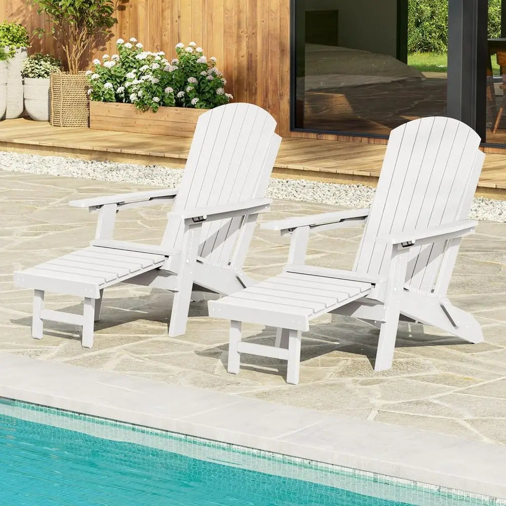 Adjustable Folding Adirondack Chair Set/ Retractable Ottoman