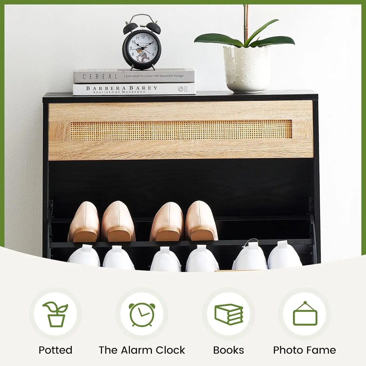 Freestanding Shoe Rack Storage Cabinet With Metal Legs