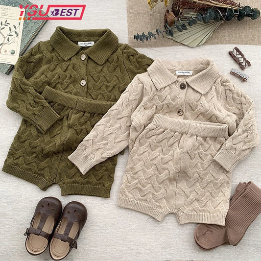 Boys/Girls Baby Knit Sweater Cardigan + Shorts