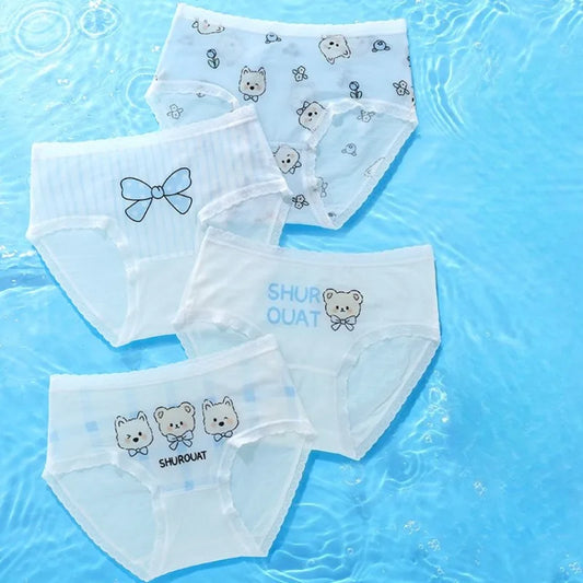 4PCS Girls Cool Breathable Comfort Briefs Cartoon