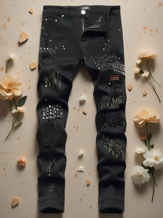 Men's Ripped Jeans Casual Slim Stretch Denim