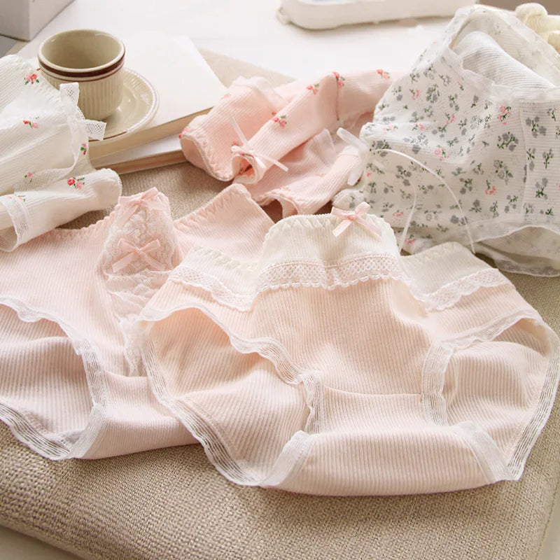 6 Pcs Young Girl Middle Waist Briefs Underwear Teenage