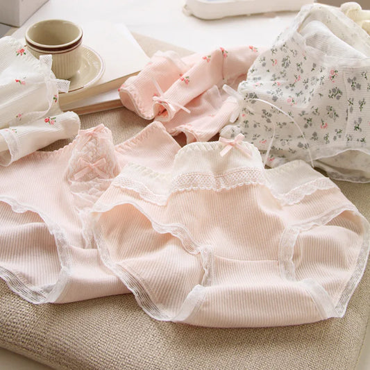 6 Pcs Young Girl Middle Waist Briefs Underwear Teenage