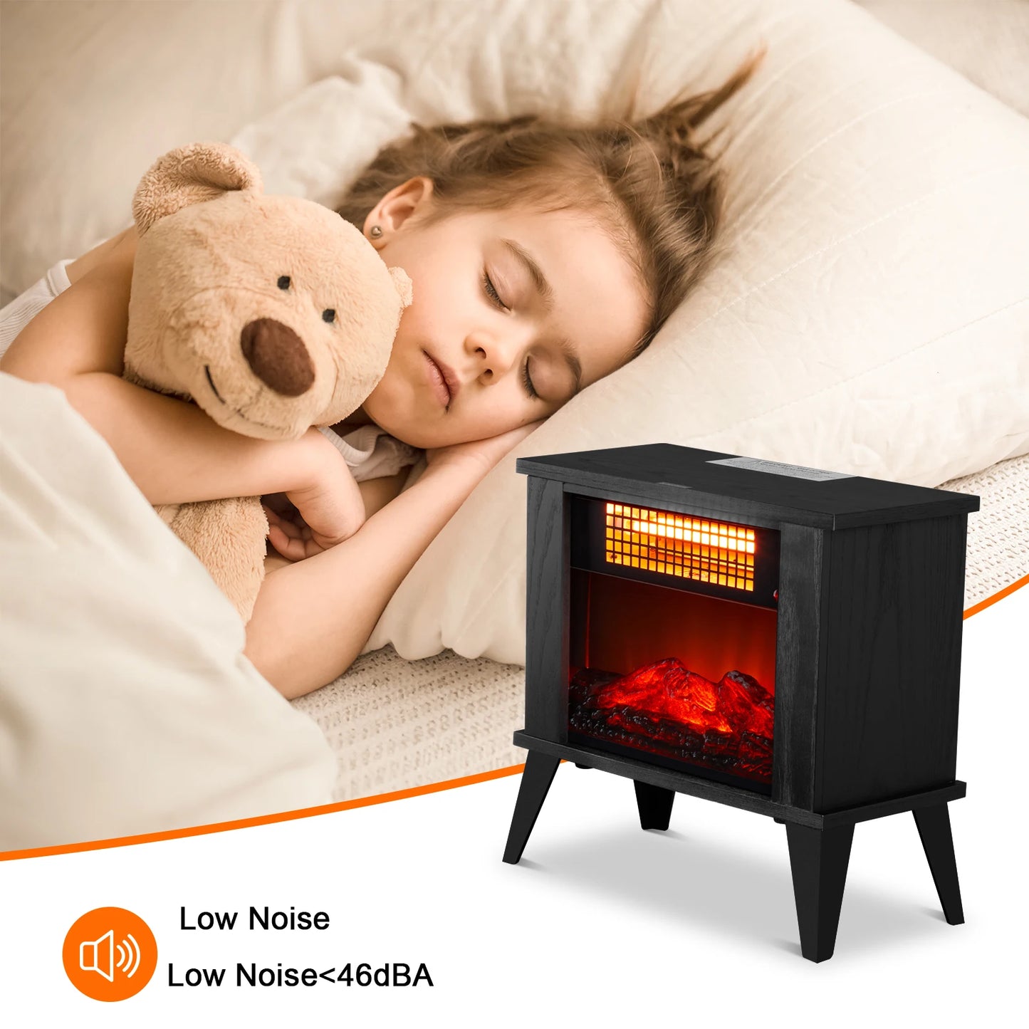 Electric Fireplace Heater, Freestanding Wooden Fireplace