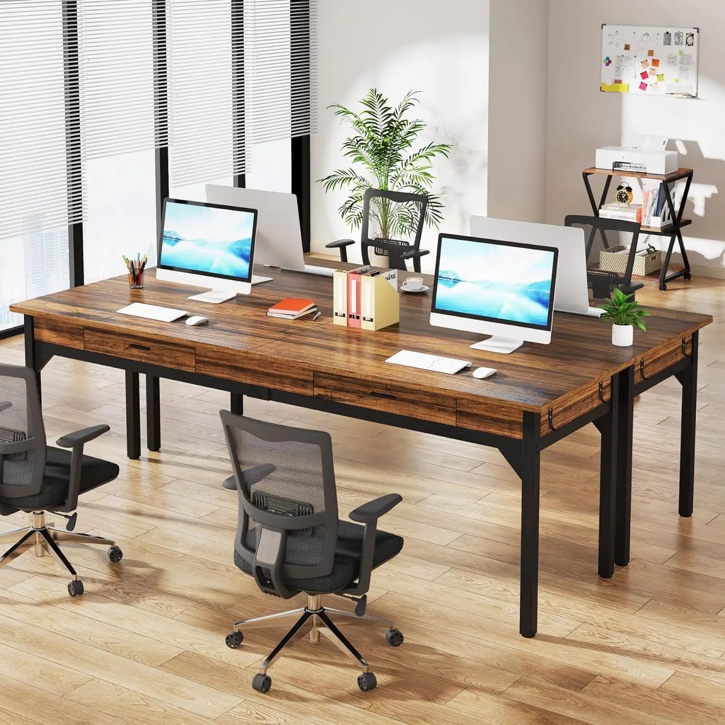 Double Long Desk with 2 Drawers, Office Table