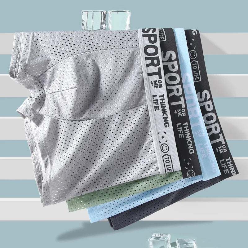 4pcs Mesh Men Boxer Quick Dry Briefs Breathable