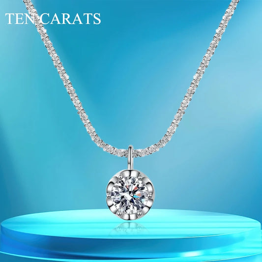 Sterling Silver Moissanite Crown Necklace for Ladies