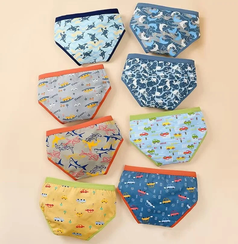 8PC Boys Briefs Cotton Underwear Teenager Cartoon