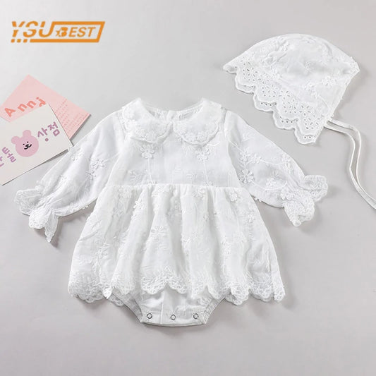 Baby Girls Long Sleeve Flower Embroidery Jumpsuit