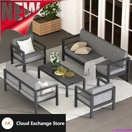 5 Piece Modern Aluminum Patio Furniture Set