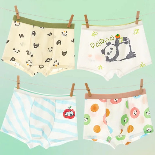 4PCSThin  Mesh Breathable Boys Antibacterial Cartoon Underwear