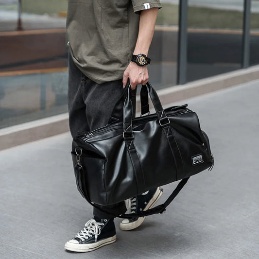 Vintage Leather Travel Duffel Bag for Men/Women