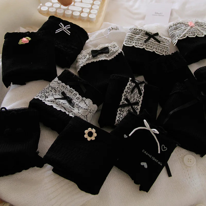 6 Pcs Middle Waist Briefs young girl lace Teenager Panties
