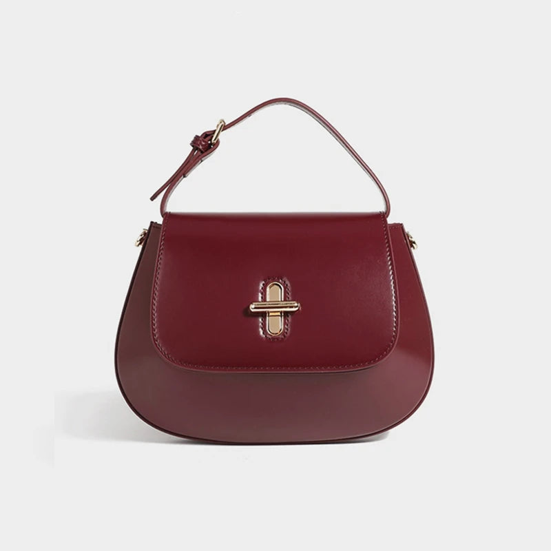 Hifashion Luxury Genuine Leather Saddle Shoulder Crossbody