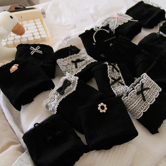 6 Pcs Middle Waist Briefs young girl lace Teenager Panties