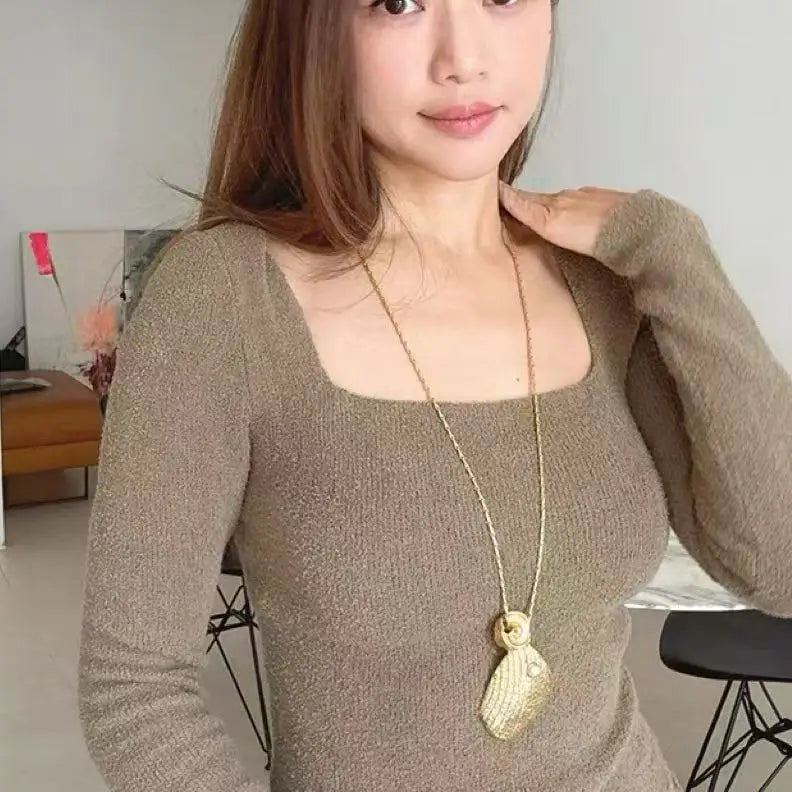 18K Gold Plated Long Shell Pendant Necklace