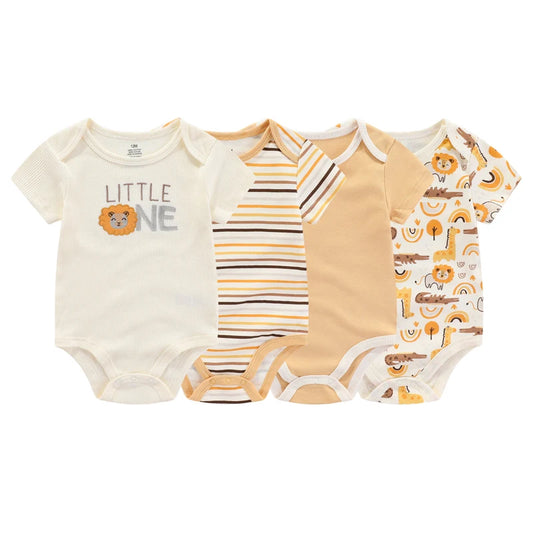 4Pieces Short Sleeve Cartoon Baby Boy/Girl Bodysuit