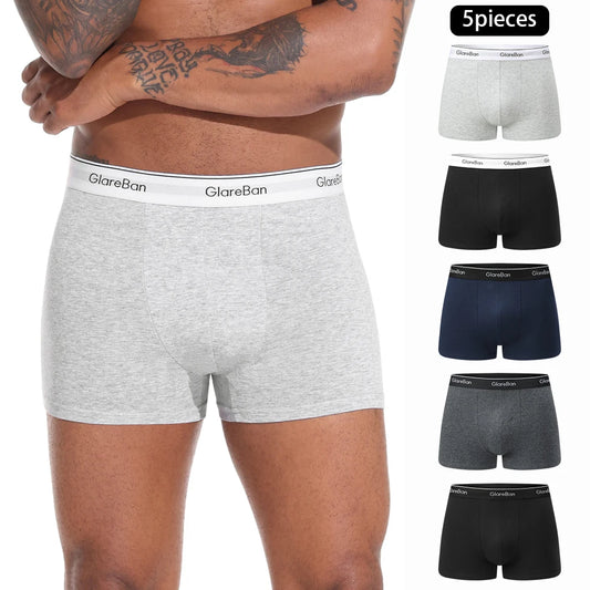 5pcs Men Cotton Boxer Briefs Underwear