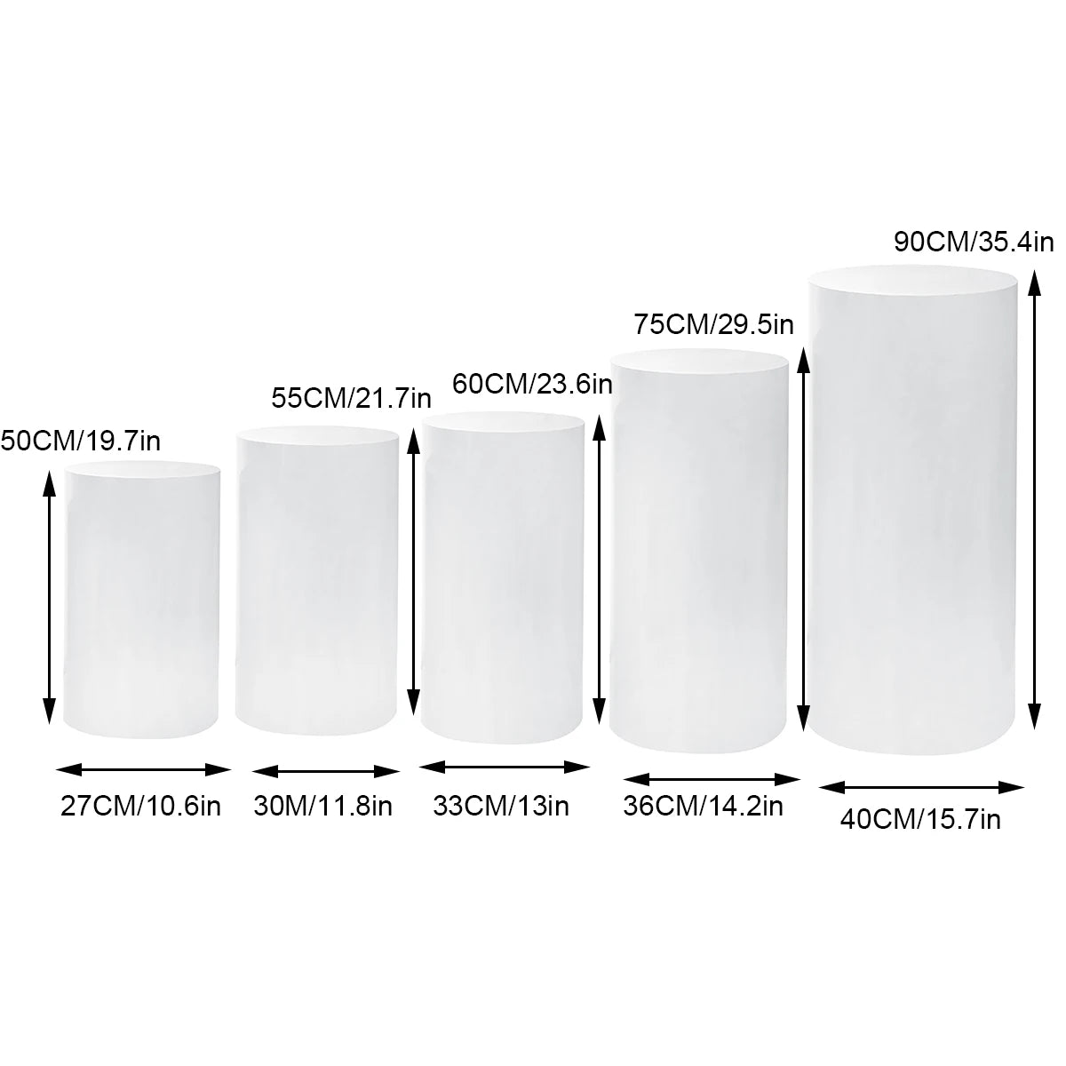 3/5pcs White Cylinder Pedestal Pillars Backdrop