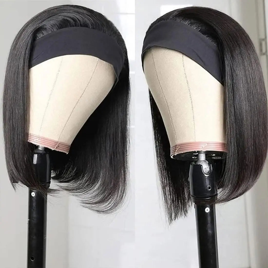 Headband Wigs Human Hair Short Wear Glueless