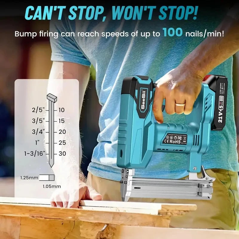 Seesii Cordless Nail Gun 2 in 1 Cordless Gear Stapler