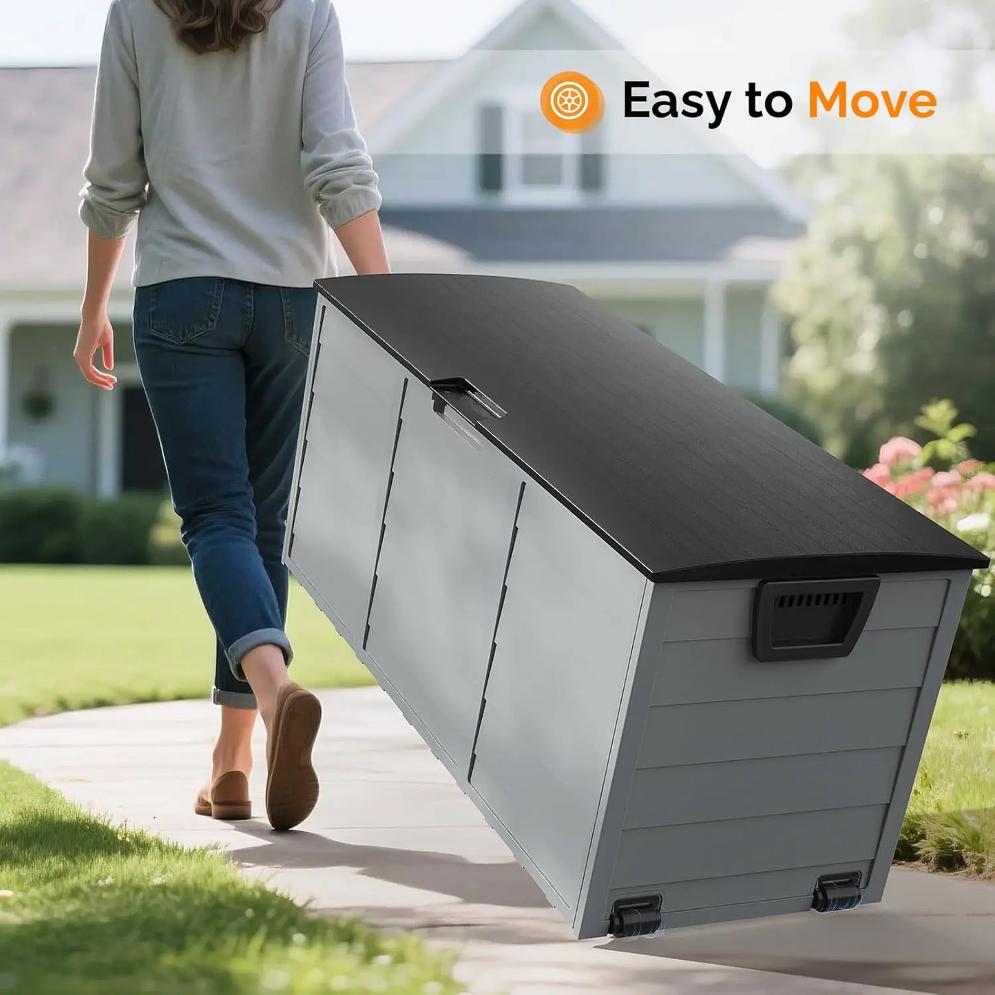 75 Gallon Outdoor Storage Box, Lockable Plastic