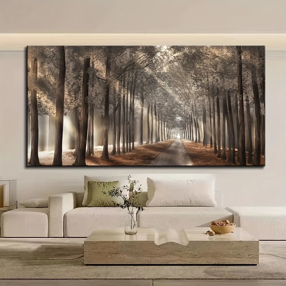 Mountain night canvas painting, natural scenery