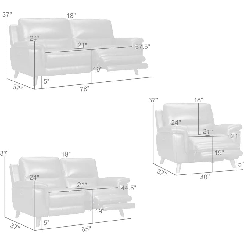 Brown Power Reclining Sofa Furniture Set