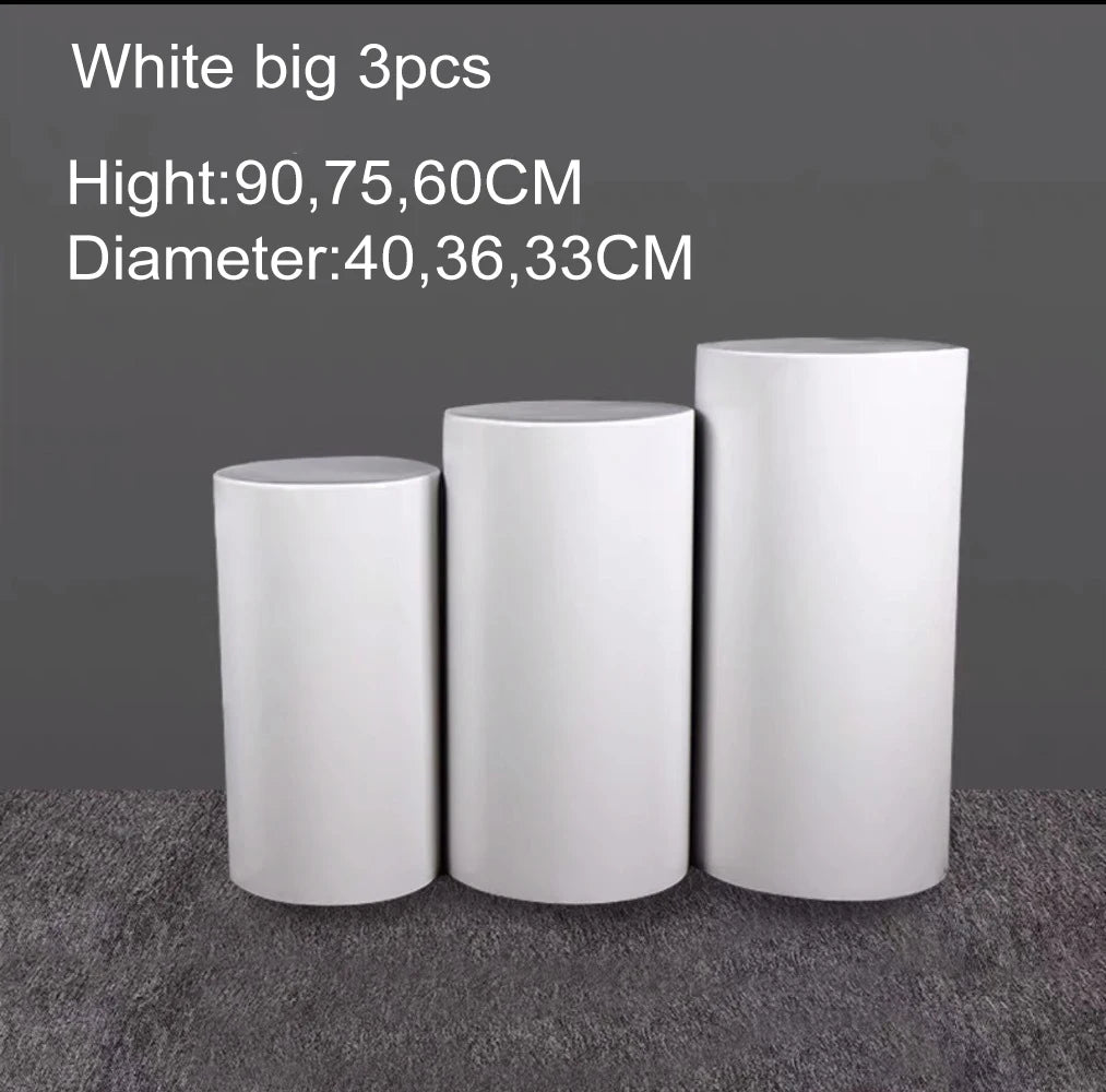 3/5pcs White Cylinder Pedestal Pillars Backdrop