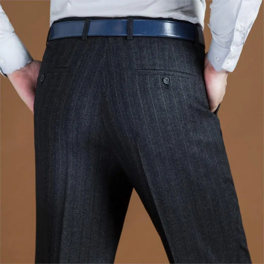 Mens High Waist Wool Trousers Cashmere Suit