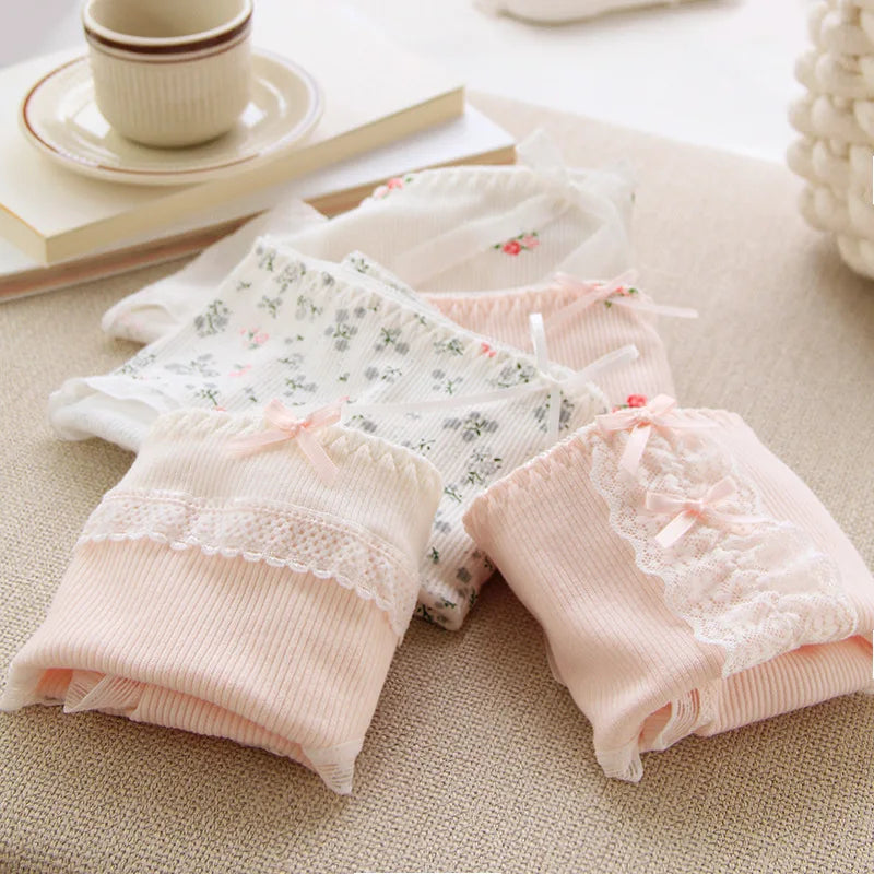 6 Pcs Young Girl Middle Waist Briefs Underwear Teenage