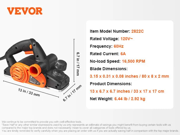 SucceBuy Electric Hand Planer High-Speed Powerful