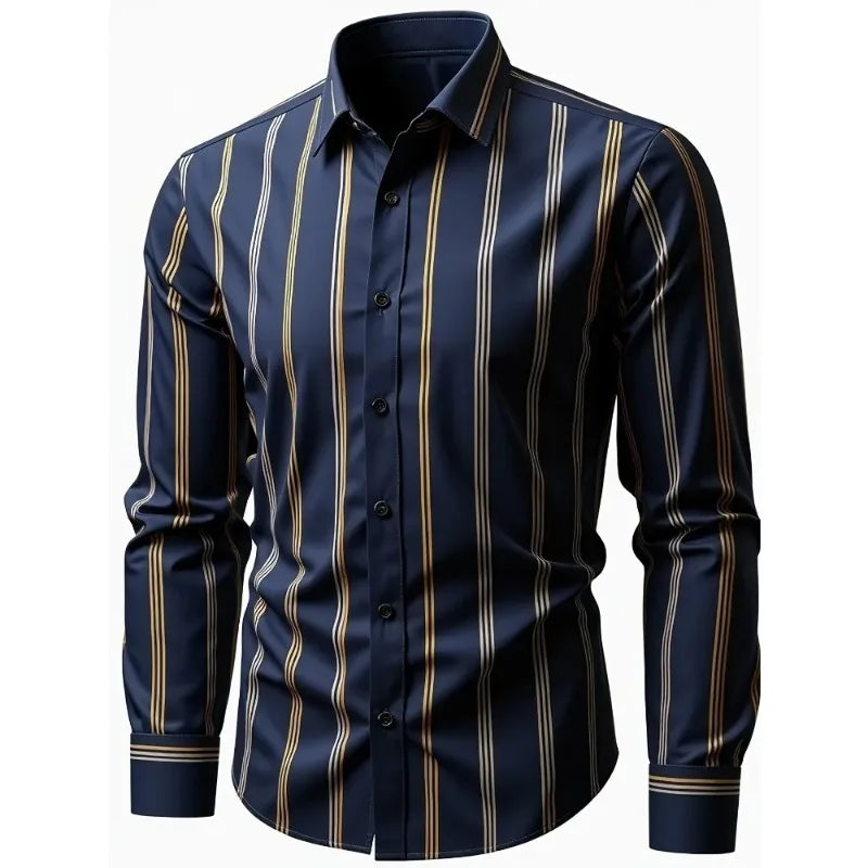 Mens Fashion Long Sleeve Casual Dress Shirt