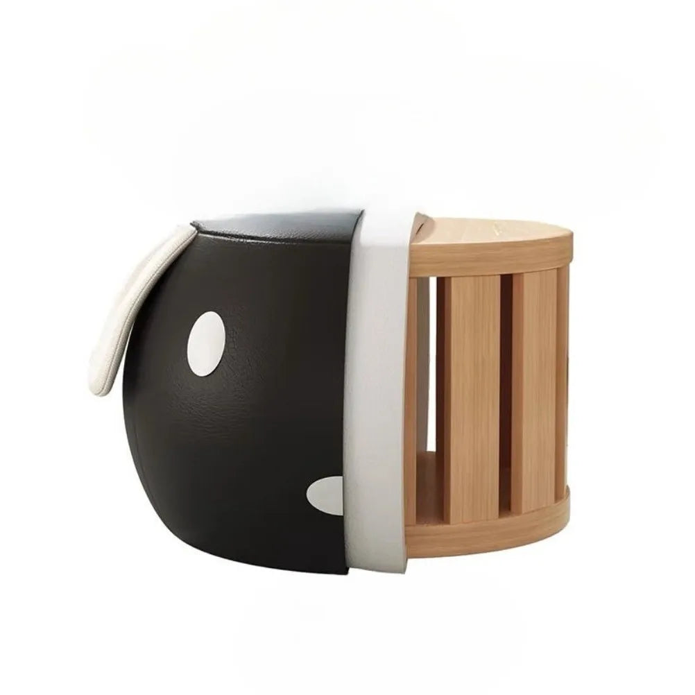 Puppy Stool Round Faux Leather Stool
