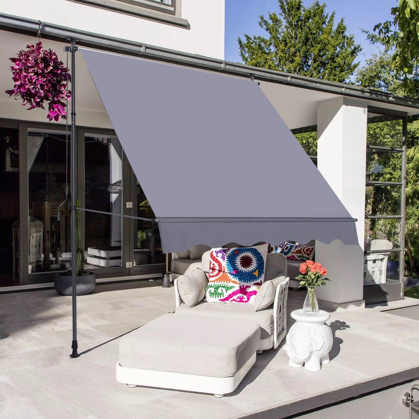 Manual Retractable Awning Outdoor Sun Shade Cover