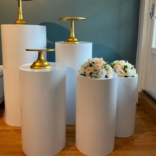 3/5pcs White Cylinder Pedestal Pillars Backdrop