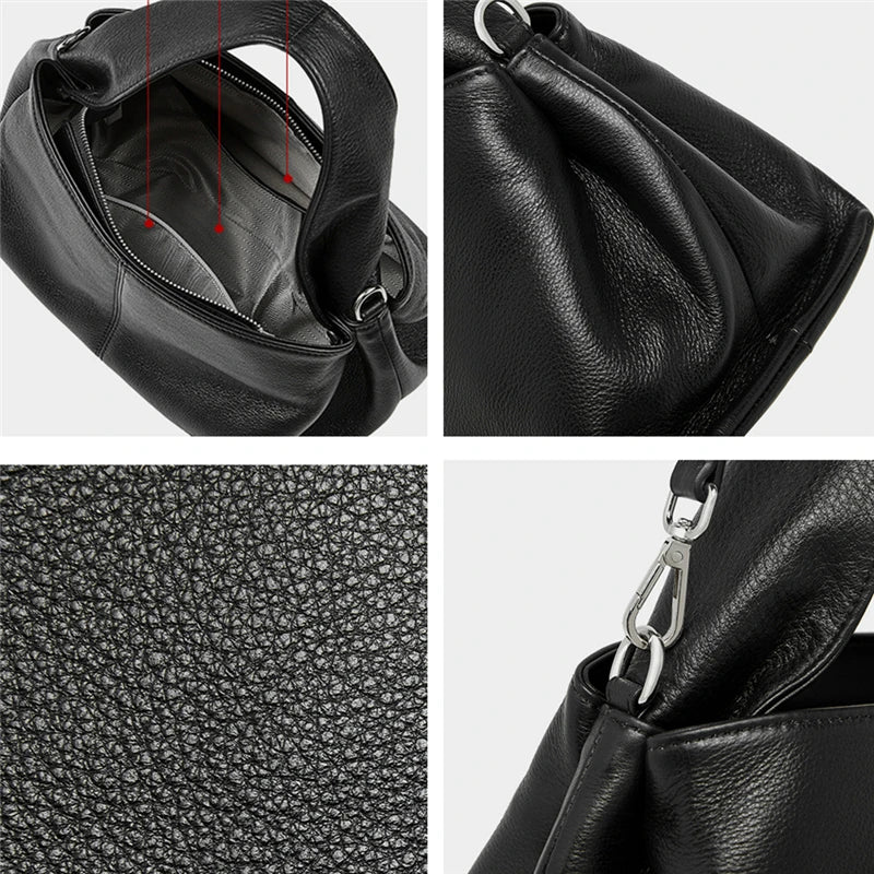Hifashion Cowhide Genuine Leather Tote Handbags Women